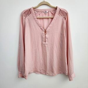 Candies Pink Zip Blouse Large